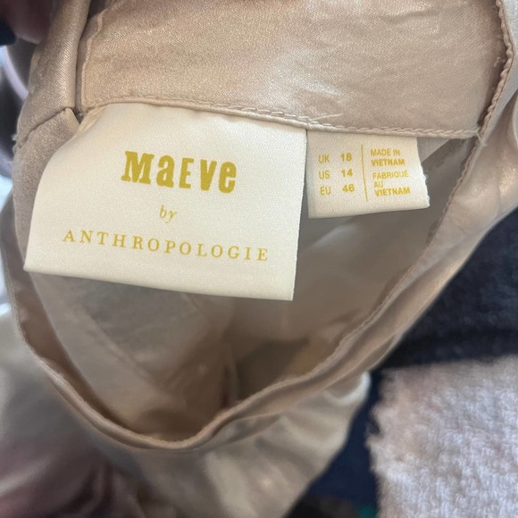 Anthropologies Maeve Romilly Blouse 14 Sleeveless Shimmery Champagne Mock Neck - Picture 8 of 11